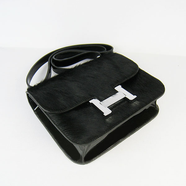 7A Hermes Oxhide Leather Message Bag Black H017